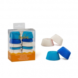 Mini cápsulas Cupcakes Blancas, Celestes y Azules 200 uds