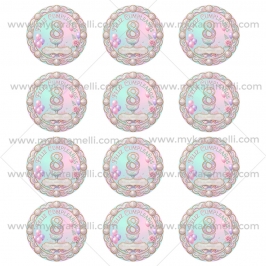 Pegatinas Personalizadas Redondas 6 cm - 8 años Mod A - 12 ud