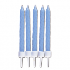 Juego de 10 velas con soporte para tartas Baby blue
