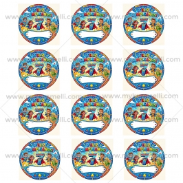 Pegatinas Personalizadas Redondas 6 cm - 7 años Mod A - 12 ud