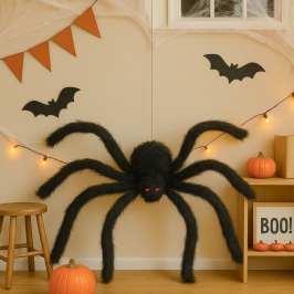 Araña Negra Gigante Halloween – 125 cm