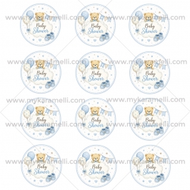 Juego de 12 pegatinas de 6 cm Baby Shower Niño Mod C