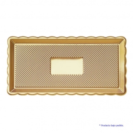 Bandeja Rectangular Dorada PVC 15 x 25 cm - 150 uds