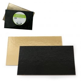 Base Rígida Rectangular Negra y Oro 20 x 30 cm