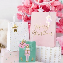 MELLIEX 100pcs Navidad Bolsas De Celofan, Bolsas De Copo De Nieve Para Chuches Galletas Bolsa De Dulces Navideños Con 100 Lazos Retorcidos(27x13cm Y 20x10cm
