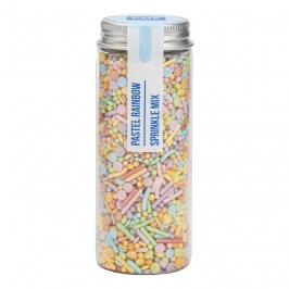 Bote de sprinkles arcoíris pastel para decorar tartas, cupcakes y galletas