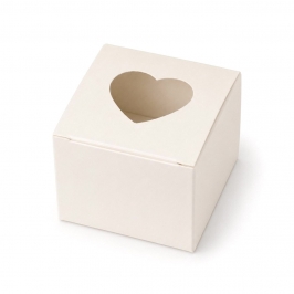 Caja blanca para dulces con ventana corazón Mopec 5 x 5 cm