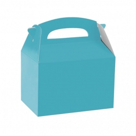 Caja cartón Party azul caribe con asa para chuches y detalles