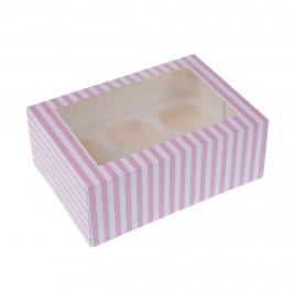 Caja para 6 cupcakes Rosa y Blanca 2 Unidades