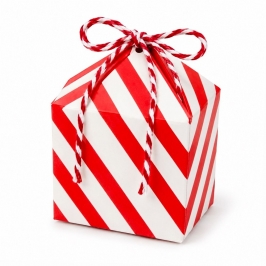 Caja para dulces de rayas rojas y blancas