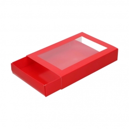 Caja roja FunCakes para dulces con ventana transparente y bandej