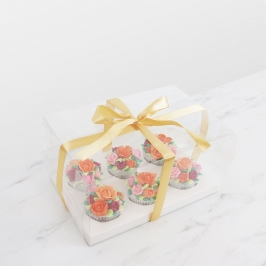 Caja para 6 Cupcakes Transparente con Lazo - PME