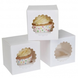 Cajas para 1 Cupcake Blanca 3 ud
