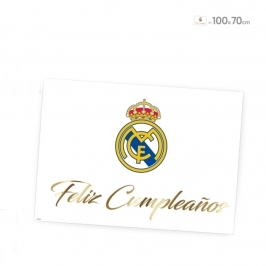 Cartel Real Madrid C.F. escudo Feliz Cumpleaños 70 x 100 cm