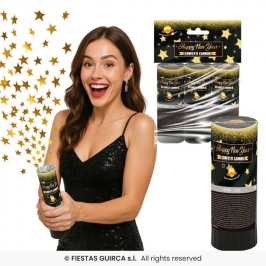 Cañón Confeti Estrellas Doradas 10,5 cm - 3 uds