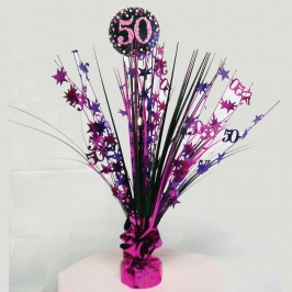 Centro de mesa para 50 cumpleaños Pink Sparkling de 46 cm