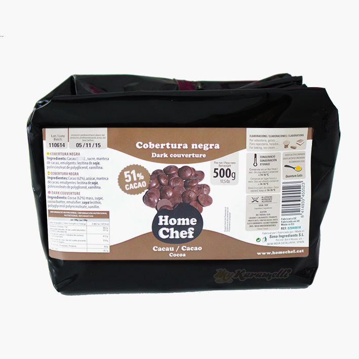 Chocolate de Cobertura Negra 51% Cacao 250 gr - Home Chef