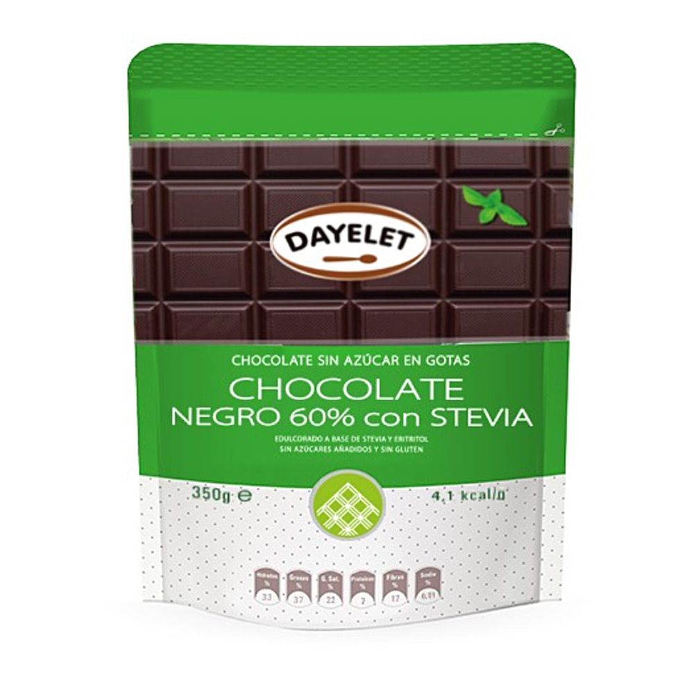 Chocolate Negro para cobertura con Stevia 350 g