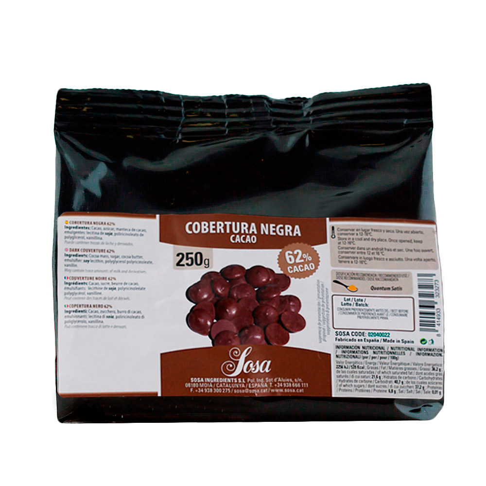 Chocolate de Cobertura Negra 62% Cacao 250 gr - Home Chef