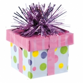 Contrapeso para globos rosa con forma de regalo