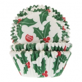 Cápsulas para cupcakes navideñas Holly & Berries