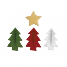 Decoraciones Comestibles de Oblea Abetos y Estrellas - 26 pcs 