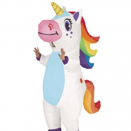 Disfraz Hinchable de Unicornio Arcoíris con Ventilador