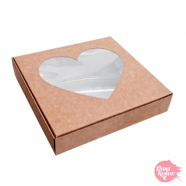 Caja Kraft con Ventana de Corazón 17 x 3,5 cm - Pastkolor