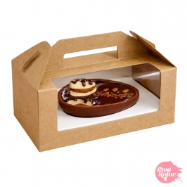 Caja Kraft con Ventana para Huevo de Pascua con Base Ajustable