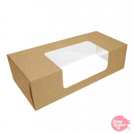 Caja para Galletas Kraft con Ventana 18 x 9 cm