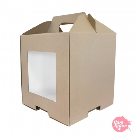 Caja para Tarta Alta Reversible (Kraft / Blanco) - 20 cm x 20 cm H