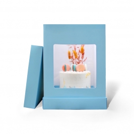 Caja para Tarta con Ventana Azul 25 cm - Olbaa