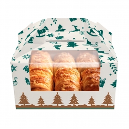 Caja Picnic con Asa y Ventana Navidad 18 cm