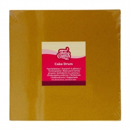 Cake Drum Cuadrado Dorado Brillante 25 cm - Funcakes