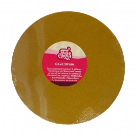 Cake Drum Redondo Dorado Brillante 25 cm - Funcakes