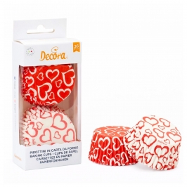 Cápsulas Cupcakes Corazones Rojos y Blancos 36 ud - Decora