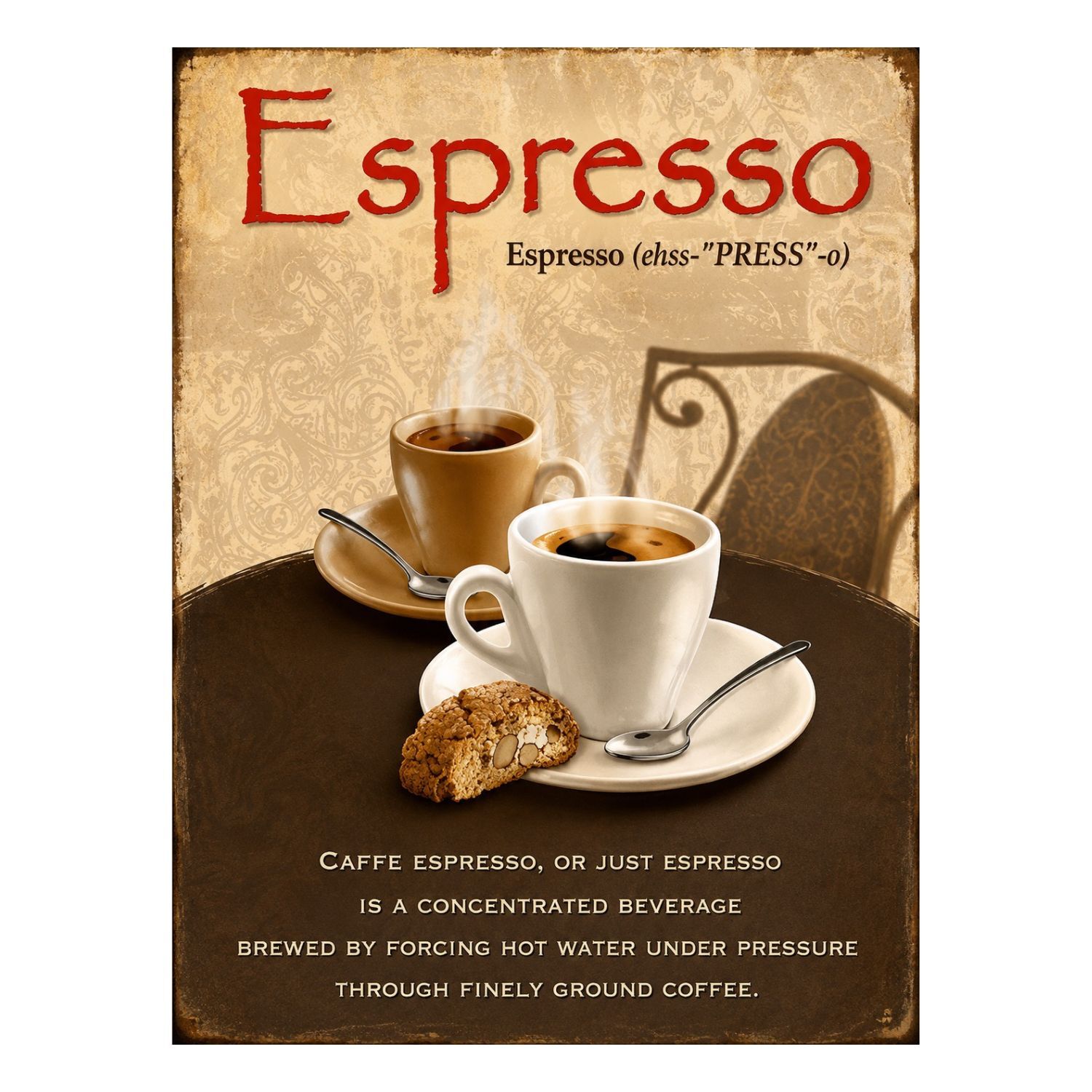 Chapa Metalica Decorativa Cafe Espresso Vintage – 40 X 30 Cm