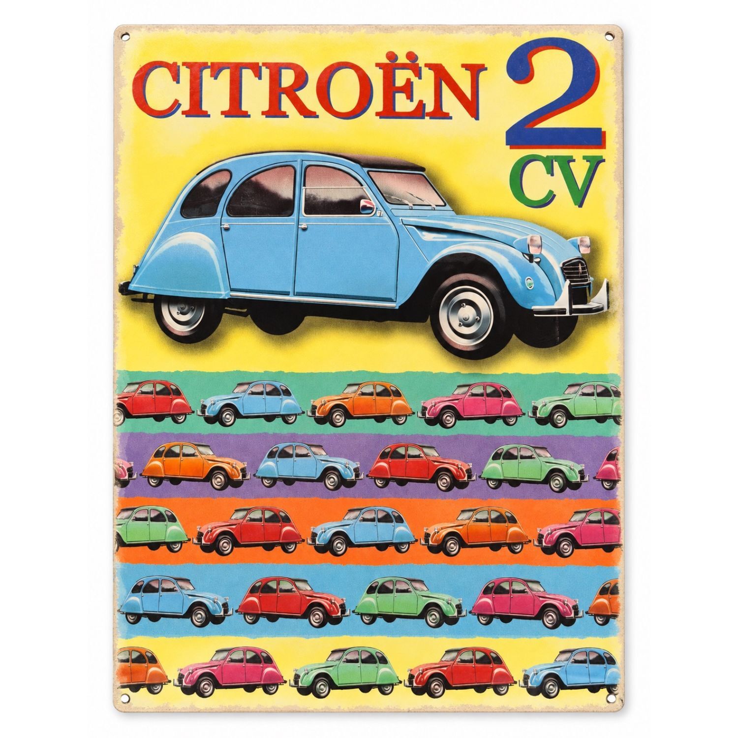 Chapa Metalica Decorativa Citroën 2Cv Coches De Colores Vintage – 40 X 30 Cm