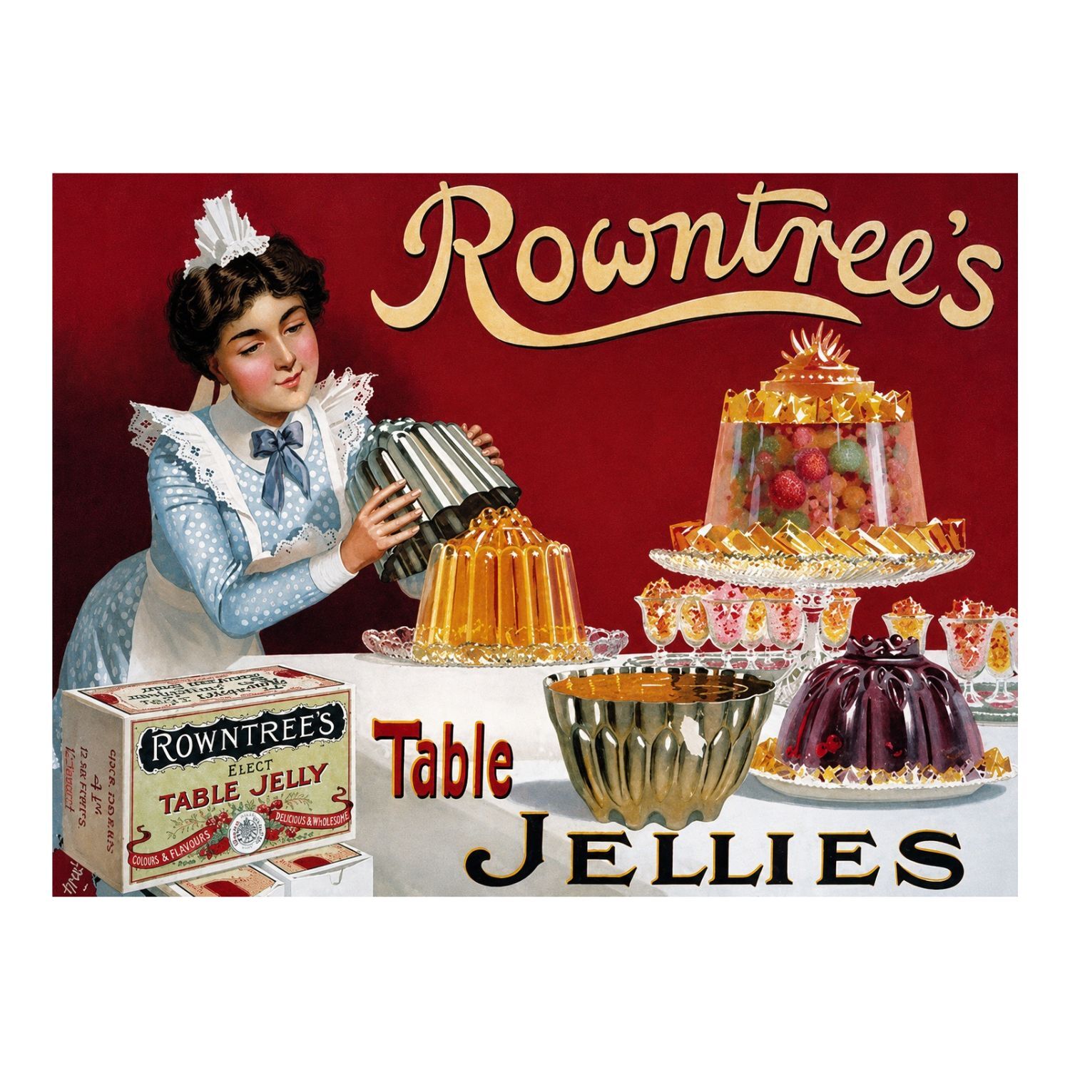 Chapa Metalica Decorativa De Gelatinas Rowntree’S “Table Jellies” Vintage - 40 X 30 Cm