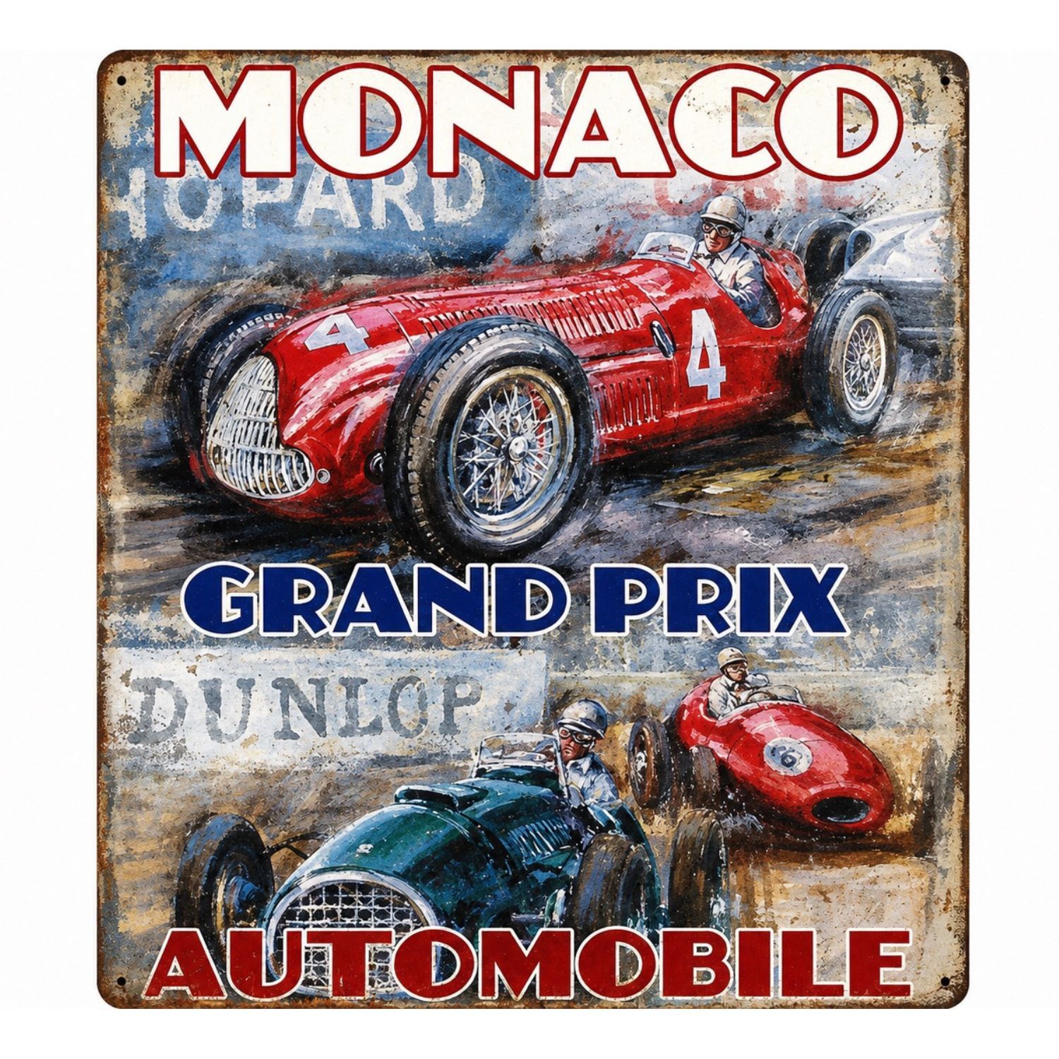 Chapa Metalica Decorativa Gran Premio De Monaco 1933 Vintage – 40 X 30 Cm