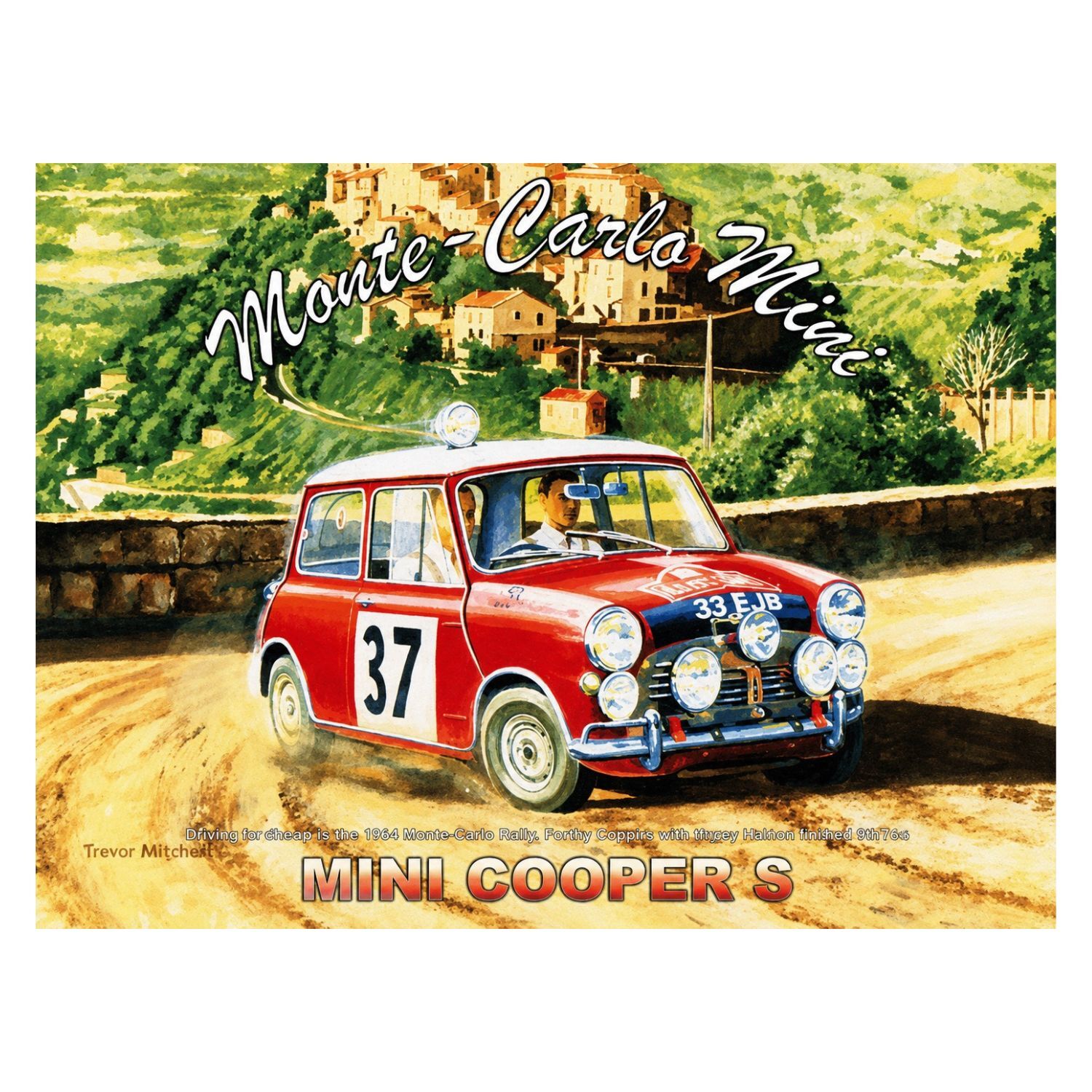 Chapa Metalica Decorativa Mini Cooper S Monte Carlo Rally Vintage – 40 X 30 Cm