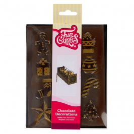 Decoraciones de Chocolate Oro Navidad 12 ud Funcakes