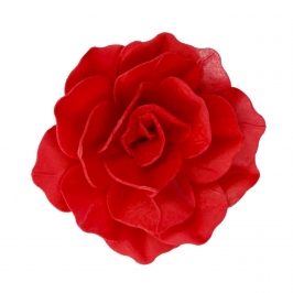 Flor de Papel Comestible Rosa Pastella Roja Grande - Funcakes