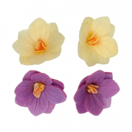 Flores de Papel Comestibles Hortensia Púrpura / Amarilla Pequeña 18 ud