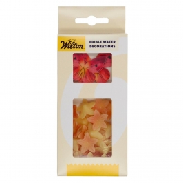 Flores y Mariposas Comestibles de Oblea Rosas y Naranjas 30 ud - Wilton