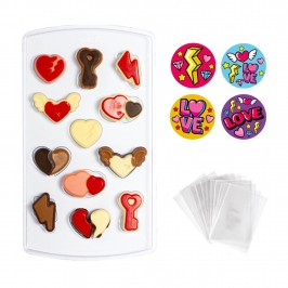 Kit Molde Termoformado Corazones para Chocolate - Decora