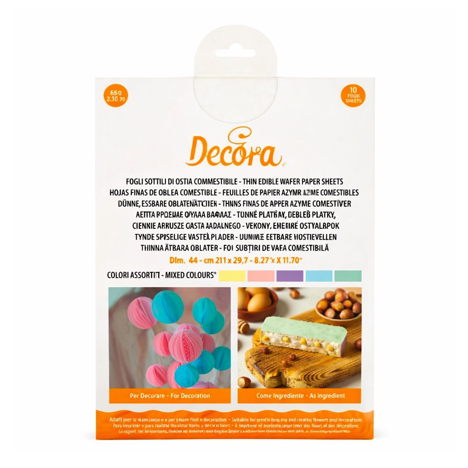 Láminas Papel de Oblea Comestibles Finas de Colores 10 ud