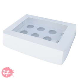 Pack 25 - Caja Para 12 Muffins Blanca Con Ventana
