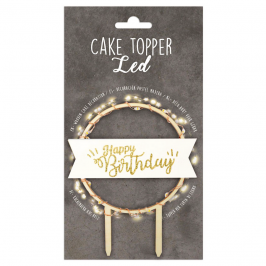 Topper para Tarta Happy Birthday Led 12 cm - Scrapcooking