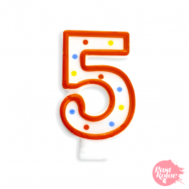 Vela Cumpleaños Borde Rojo y Lunares - Número 5